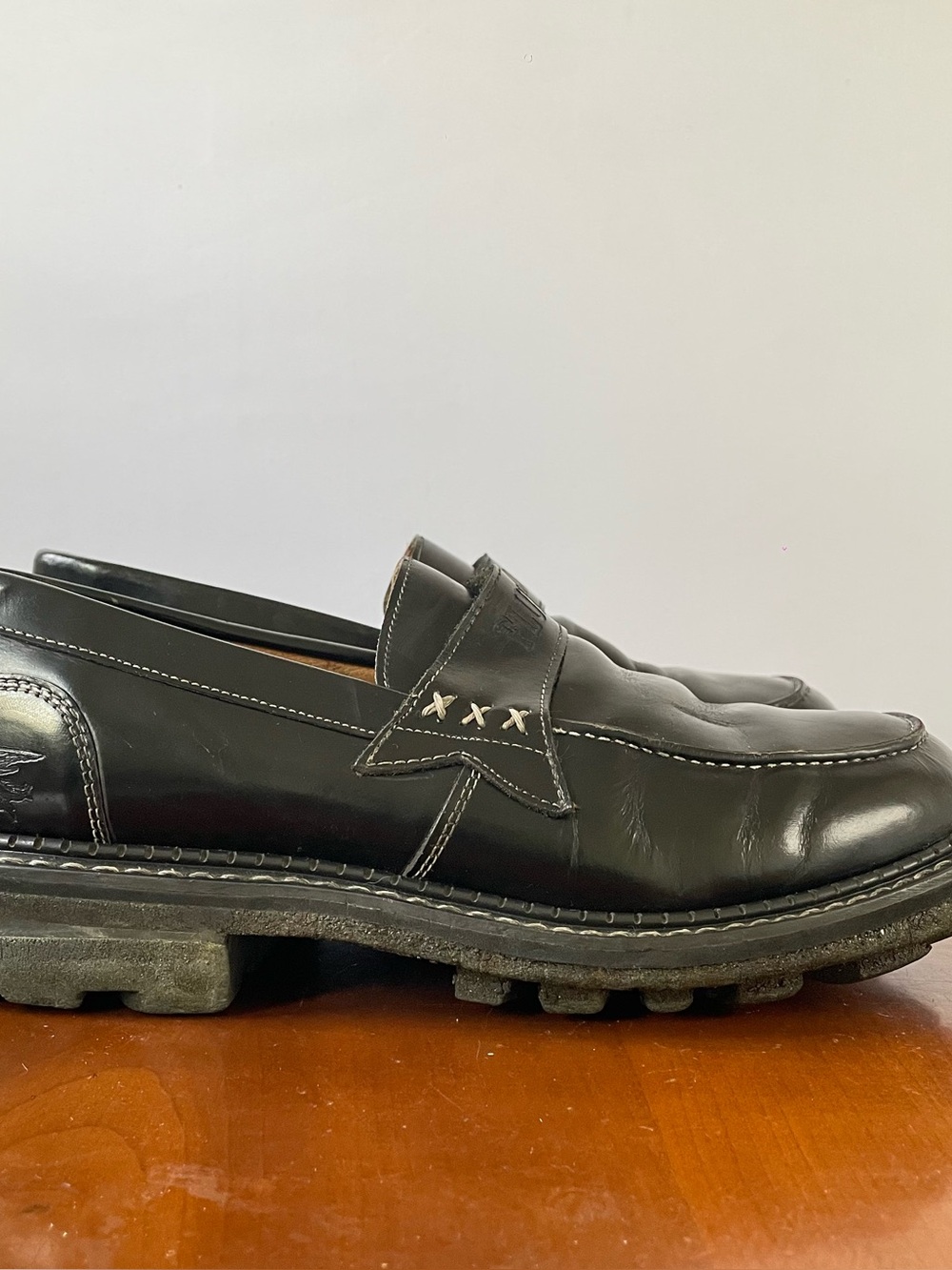 John Fluevog Black Leather Loafers | US 9